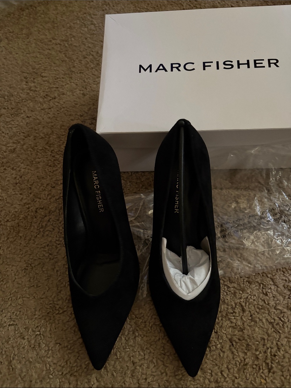 Marc Fisher Black Pointed Toe Suede Pumps